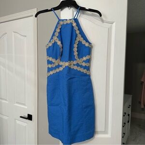 Lilly Pulitzer Blue and Gold Mini Dress